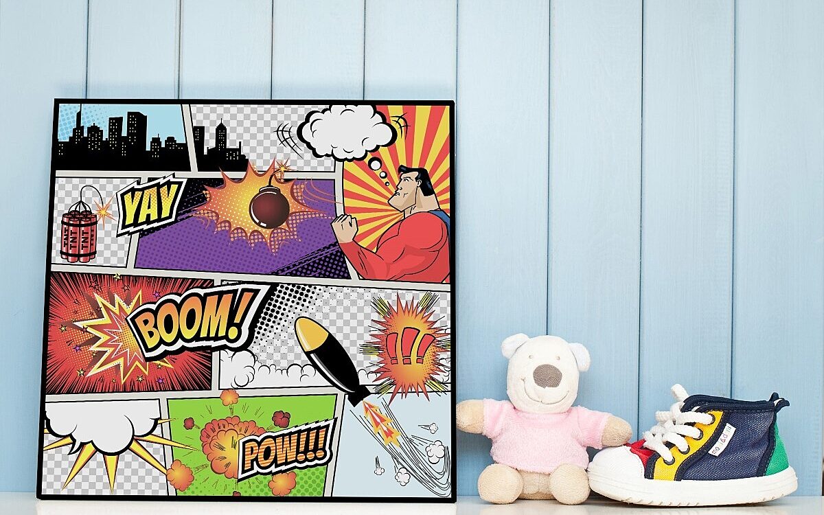 Buntes Comic Poster im Jugendzimmer Buntes Comic Poster im Jugendzimmer