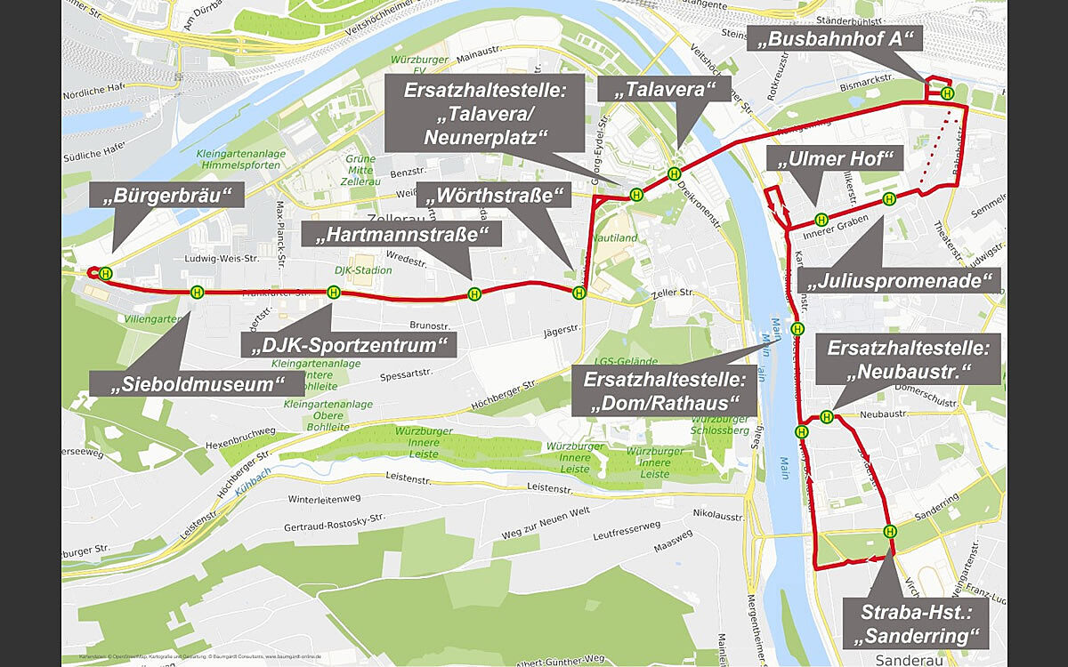 Fahrplanänderung Osterferien Zellerau Grafik WVV Fahrplanänderung Osterferien Zellerau Grafik WVV
