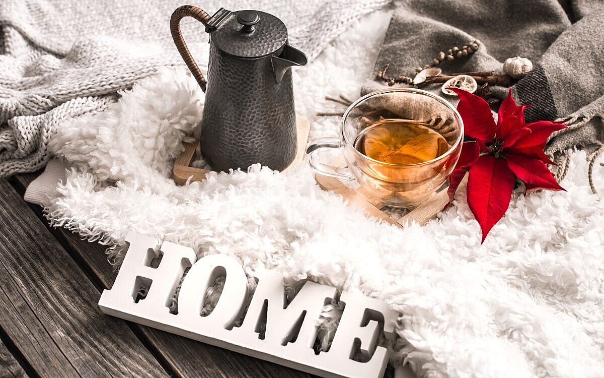 Composition with wooden letters cup tea Composition with wooden letters cup tea