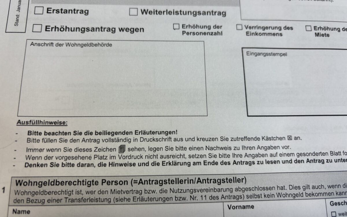 Antrag Wohngeld Antrag Wohngeld
