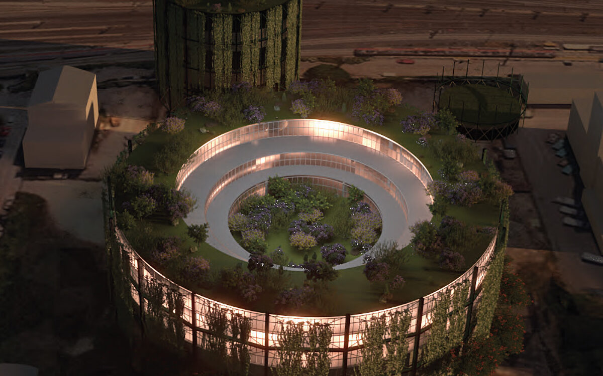 Das Konzept des neu gebauten Gasometers als Konzerthalle Das Konzept des neu gebauten Gasometers als Konzerthalle