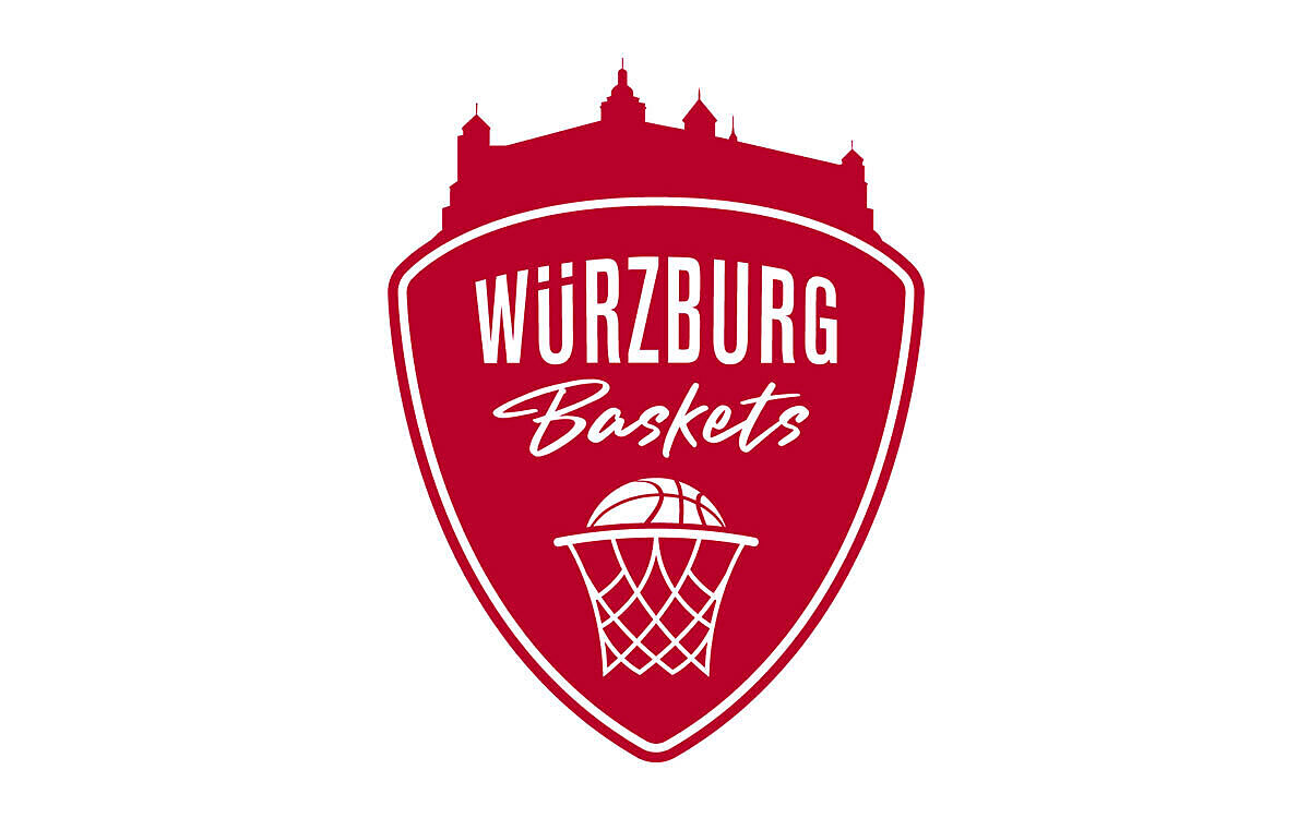 Logo Wuerzburg Baskets weiss auf rot Logo Wuerzburg Baskets weiss auf rot