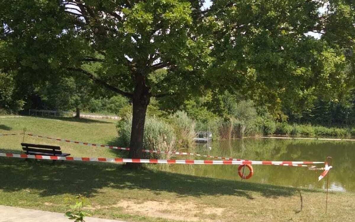 Der Erlabrunner Badesee ist wegen des Eichenprozessionsspinners gesperrt Der Erlabrunner Badesee ist wegen des Eichenprozessionsspinners gesperrt