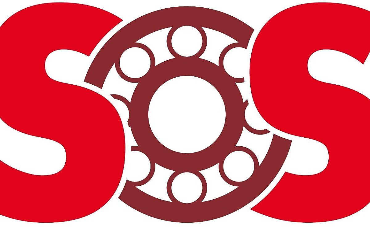 SOS steht auf dem Bild. Der Buchstabe O sieht dabei aus wie ein Kugellager SOS steht auf dem Bild. Der Buchstabe O sieht dabei aus wie ein Kugellager