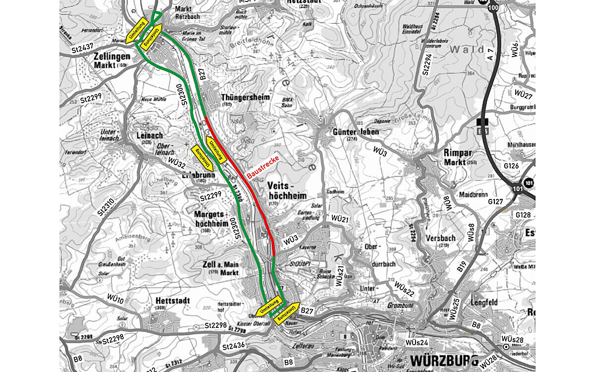 B27 Baustrecke Vollsperrung Mai 2023 B27 Baustrecke Vollsperrung Mai 2023