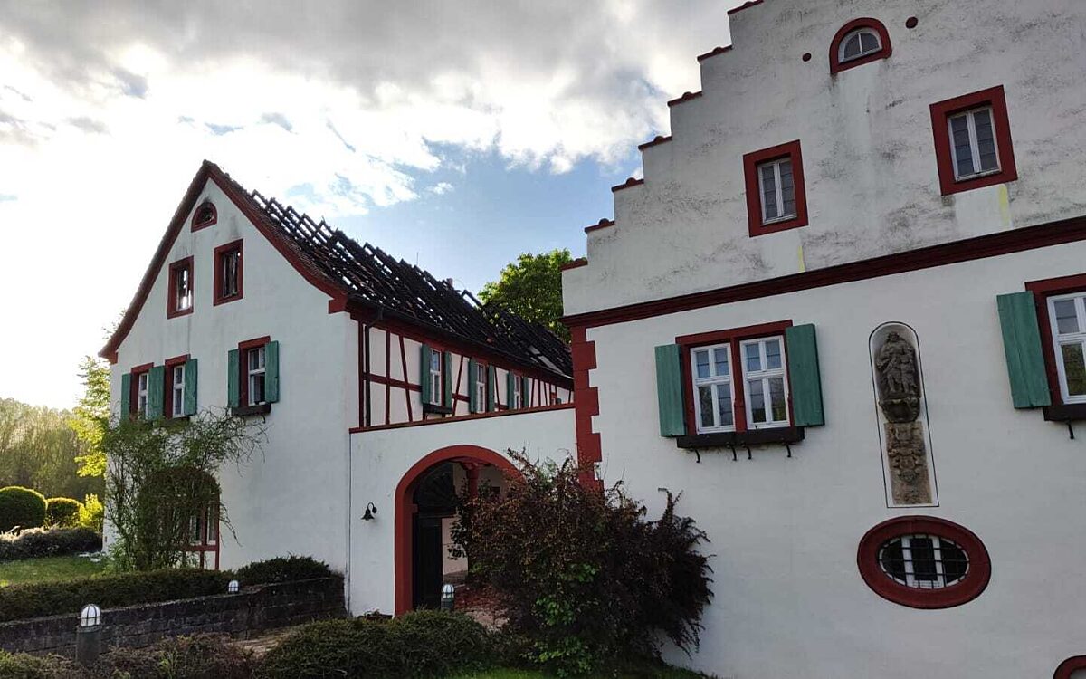 Die zerstörte Weiße Mühle in Estenfeld Die zerstörte Weiße Mühle in Estenfeld