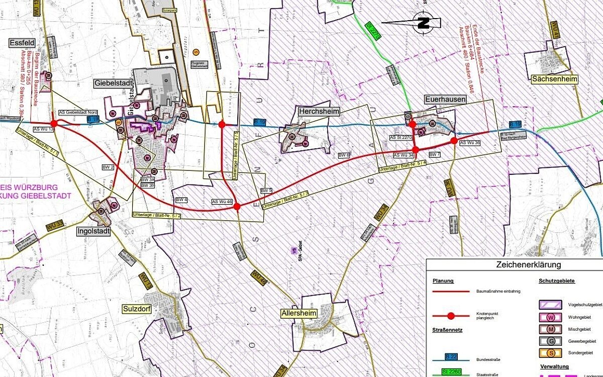 Die abgelehnte Planung für die Ortsumgehung Giebelstadt Die abgelehnte Planung für die Ortsumgehung Giebelstadt