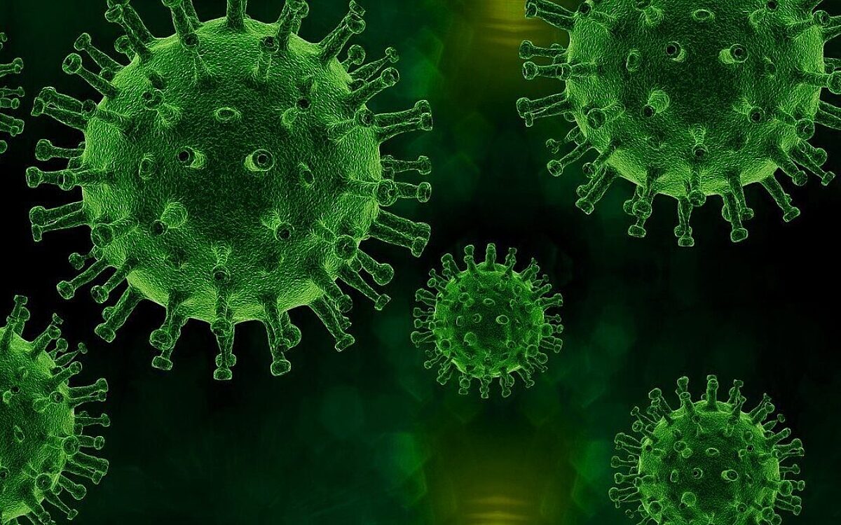 Eine grüne Corona-Virus-Darstellung Eine grüne Corona-Virus-Darstellung