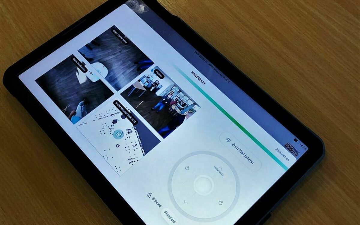 Ein iPad hilft bei der Steuerung des neuen Desinfektionsroboters Ein iPad hilft bei der Steuerung des neuen Desinfektionsroboters