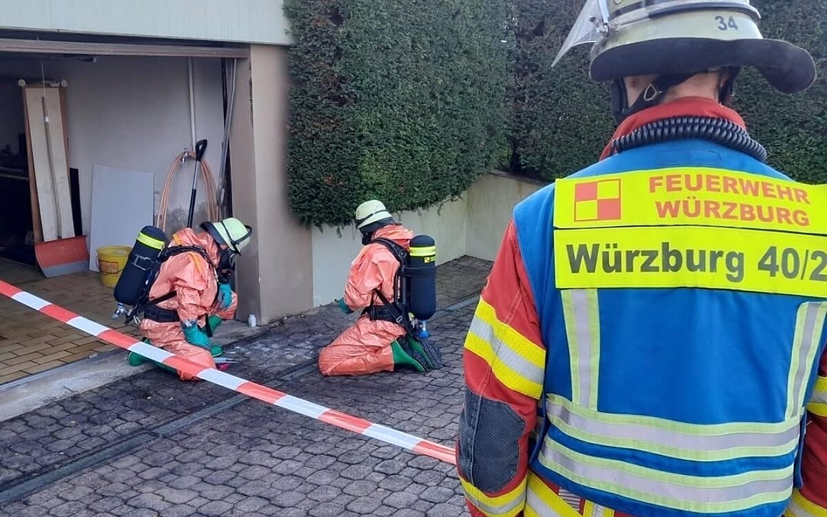 In Schutzanzügen sammelt die Feuerwehr ausgelaufenes Quecksilber ein