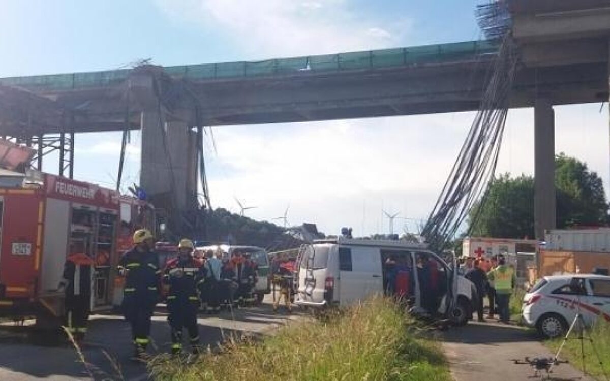 Die am 15.6.2016 eingestürzte Schraudenbachtalbrücke bei Werneck Die am 15.6.2016 eingestürzte Schraudenbachtalbrücke bei Werneck