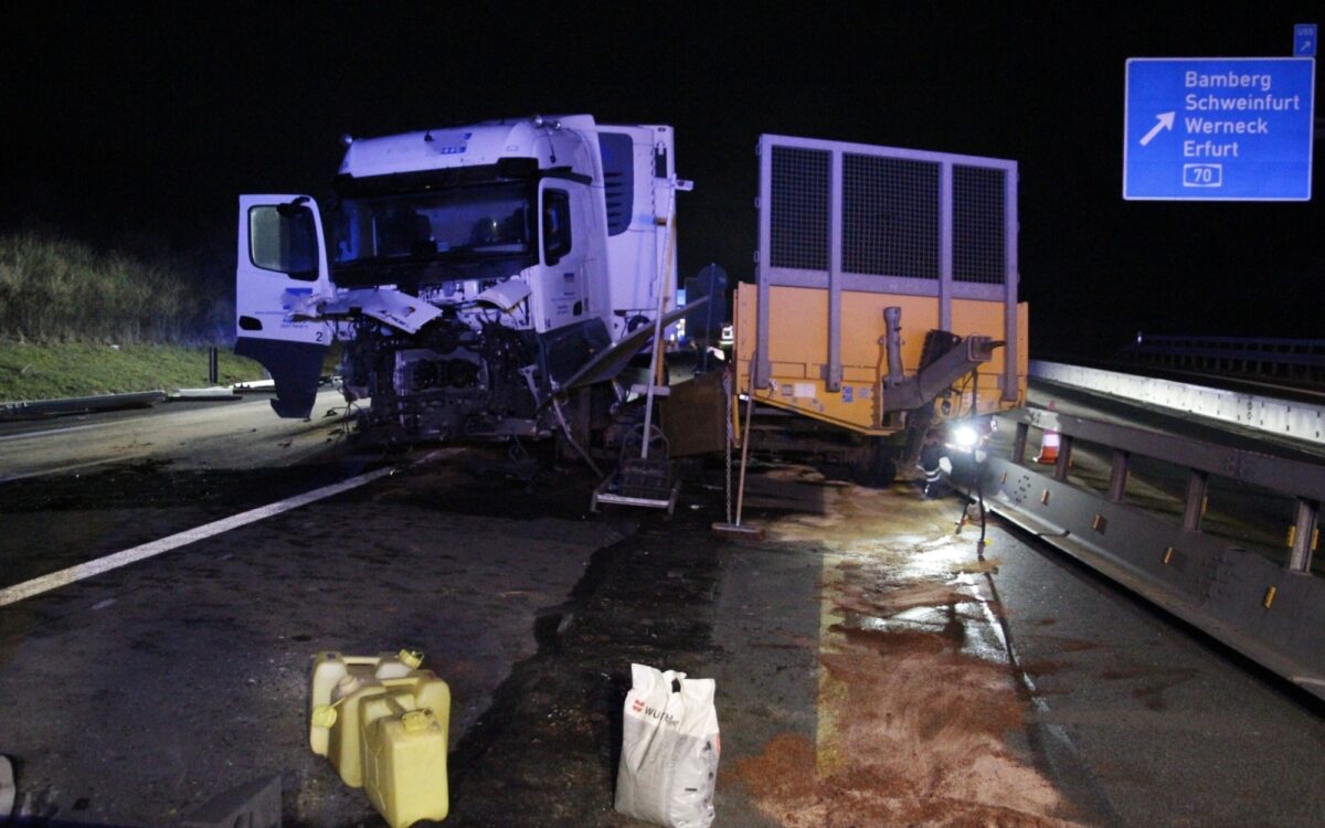 Der Unfall-LKW auf der A7 Der Unfall-LKW auf der A7